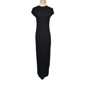 Express black short sleeves high neck maxi dress size Small
